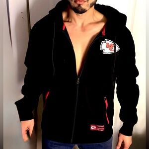 Men's Black Zip-Up Hoodie with Team Logo